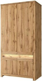 Dulap CLOVER, stejar wotan, PAL laminat, cu 4 usi, 106x60x210 cm