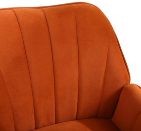 Set de 2 scaune de living din catifea, Design ergonomic, Culoare portocaliu