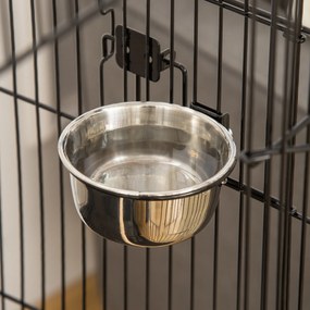 PawHut Cușcă pentru păsări pe suport cu 2 mese perșoare tavă detașabilă mâner și roți 50 x 58 x 137/145 cm negru | Aosom Romania