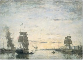 Tablou - Eugène Boudin, Entrance to the Harbor, Le Havre, reproducere (70x50 cm)