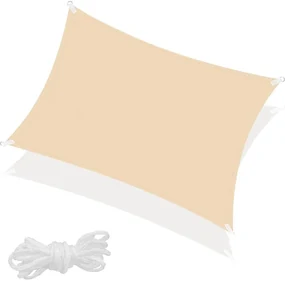 Prelata soare / vela umbrire impermeabila 4 x 2 m, protectie UV, umbrire 90%, 160 gsm, bej