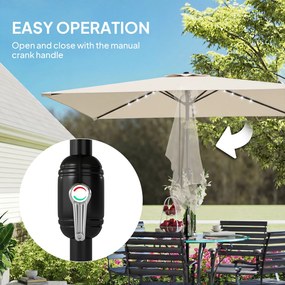 Outsunny Umbrelă de grădină cu 24 LED-uri solare Prelată înclinabilă Tija metalică 2,9x2,5 m crem | Aosom Romania