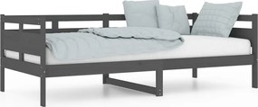 vidaXL Pat de zi, gri, 90x200 cm, lemn masiv de pin