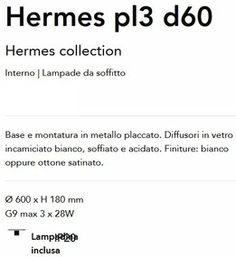Lustra aplicata design modern Hermes pl3 d60 alama/alba