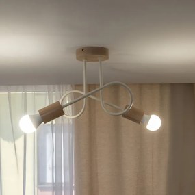 Lustru aplicat OXFORD 2xE27/15W/230V lemn de pin/crem