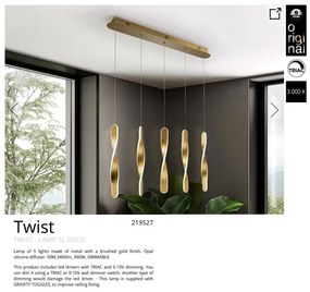 Lustra LED suspendata design modern Twist auriu