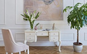 Birou lemn masiv Paris Ecru, 140 × 80 × 78 cm