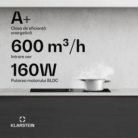 Klarstein Sistem hibrid de aer jos AirJet, Plită cu inducție cu hotă integrată, 477 m³/h, EEK A+