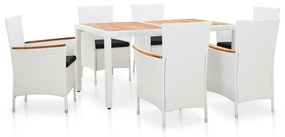 45981 vidaXL Set mobilier de exterior, 7 piese, alb, poliratan