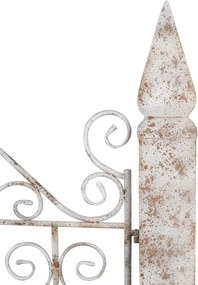 Poarta decorativa de gradina, alb, din metal, aspect vintage,