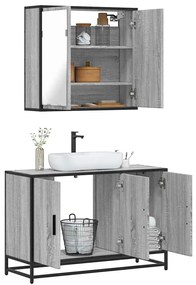 vidaXL Set mobilier de baie, 2 piese, gri sonoma, lemn prelucrat
