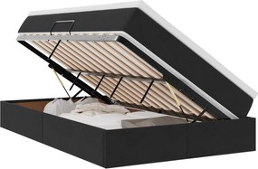 vidaXL Pat cu saltea și spațiu de depozitare Negru 120 x 190 cm