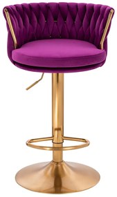 HR450W Scaun Fucsia din Catifea cu Bază Aurie