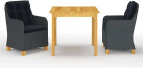 vidaXL Set de masă pentru grădină, 3 piese, gri închis