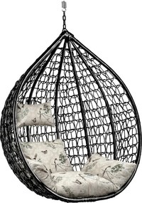 Scaun suspendat negru KOKON fara suport, perna bej