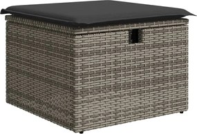 vidaXL Taburet de grădină cu pernă, gri, 55x55x37 cm, poliratan