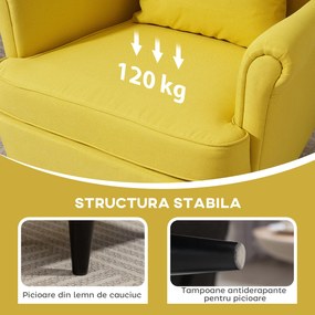 HOMCOM Fotoliu cu Taburet Asortat în Stil Contemporan Galben | Aosom Romania