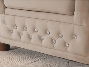 Colțar bej extensibil cu tapițerie din catifea (cu colț pe partea dreaptă/în formă de ”L”) York Blik – Ropez