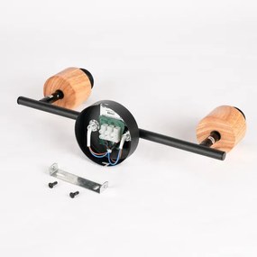 Brilagi - Spot de iluminat BASKLITE 2xE27/15W/230V lemn de cauciuc/negru