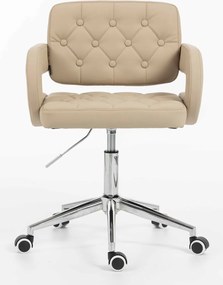 HR8403K Scaun Crem Piele Ecologica Premium Soft cu Bază Cromata