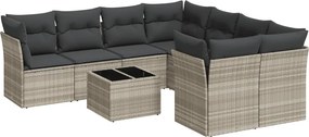 vidaXL Set canapele de grădină cu perne, 9 piese gri deschis poliratan