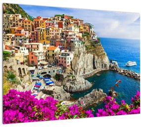 Tablou pe sticlă - Satul italian Manarola (70x50 cm)