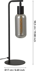 Eglo 901007 - Lampă de masă MAIONE 1xE27/4W/230V neagră/fumurie