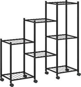 vidaXL Suport pentru flori cu roți, 83x25x83,5 cm, negru, fier