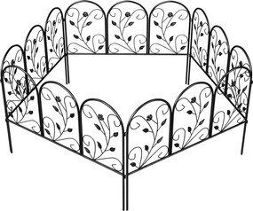 Outsunny Gard de grădină din metal 80 x 60 cm, set grilaj decorativ cu suport pentru grădină, paturi cu flori, barieră pentru animale, Negru | Aosom Romania