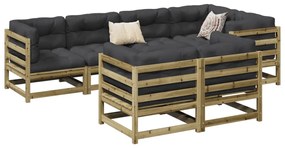 vidaXL Set canapele grădină cu perne, 7 piese, lemn de pin tratat