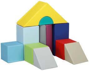 HOMCOM Set de Construcții Moi pentru Copii 1-3 Ani cu 11 Forme, 25x25x50 cm, Multicolor | Aosom Romania