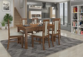 Set de masa extensibila si 6 scaune tapitate, RODOS 59, ADRK Furniture (Culoare: Stejar)