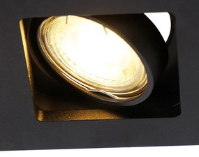 Set de 6 spoturi încastrate negre dreptunghiulare cu 2 lumini - Qure