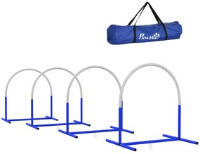 Set de Agilitate PawHut pentru Câini, Antrenament Câini, 4 Arcuri, pentru începători, cu geantă de transport, albastru+alb, 88 x 64 x 95 cm | Aosom Romania