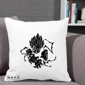 Perna Personalizata Dragon Ball Goku Super Saiyan Silueta, 40x40 cm, Alba Mata, Husa Detasabila, Perna Inclusa, BEKZ®