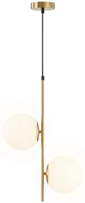 HOMCOM Lampă Suspendată cu 2 Abajururi din Sticlă și Cablu Reglabil, Lampă Modernă din Metal, 32x15x51 cm, Auriu | Aosom Romania