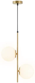 HOMCOM Lampă Suspendată cu 2 Abajururi din Sticlă și Cablu Reglabil, Lampă Modernă din Metal, 32x15x51 cm, Auriu | Aosom Romania