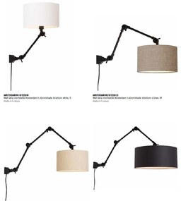 Aplica cu brat articulat Amsterdam S, abajur dark linen