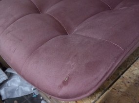 OFERTA Scaun de catifea roz inchis BERA cu picioare aurii II. calitate
