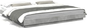 vidaXL Cadru de pat, gri beton, 200x200 cm, lemn prelucrat