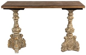 Consola natur cu accente aurii, aspect vintage, Roccaire