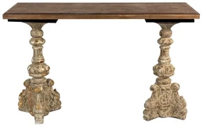 Consola natur cu accente aurii, aspect vintage, Roccaire