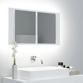 804964 vidaXL Dulap de baie cu oglindă și LED, alb, 80x12x45 cm