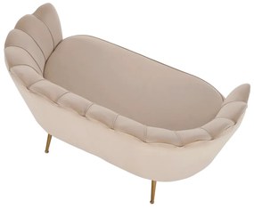 Bancă în stil Art-deco, catifea Velvet bej/crom auriu, NOBLIN