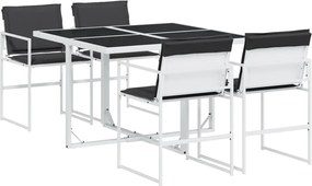 vidaXL Set mobilier de grădină, 5 piese, cu perne, alb, textilenă