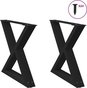 vidaXL Picioare pentru măsuță de cafea, 2 buc., negru, 60 x (42-43,3) cm, oțel