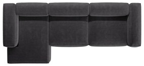 Colțar gri închis cu tapițerie din catifea reiată (cu colț pe partea stângă/cu șezlong) Bergamo – Cosmopolitan Design