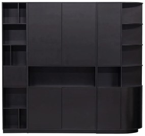 Bibliotecă modulară neagră din lemn masiv de pin 228x210 cm Finca – WOOOD