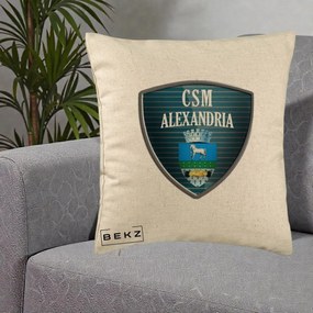 Perna Personalizata CSM Alexandria Fotbal, 40x40 cm, Bej, Husa Detasabila, Perna Inclusa, BEKZ®