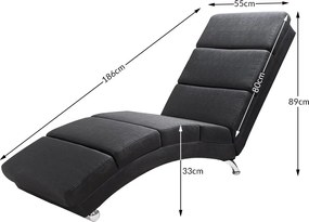 Șezlong LONDON, 186×55×89cm, antracit Casaria